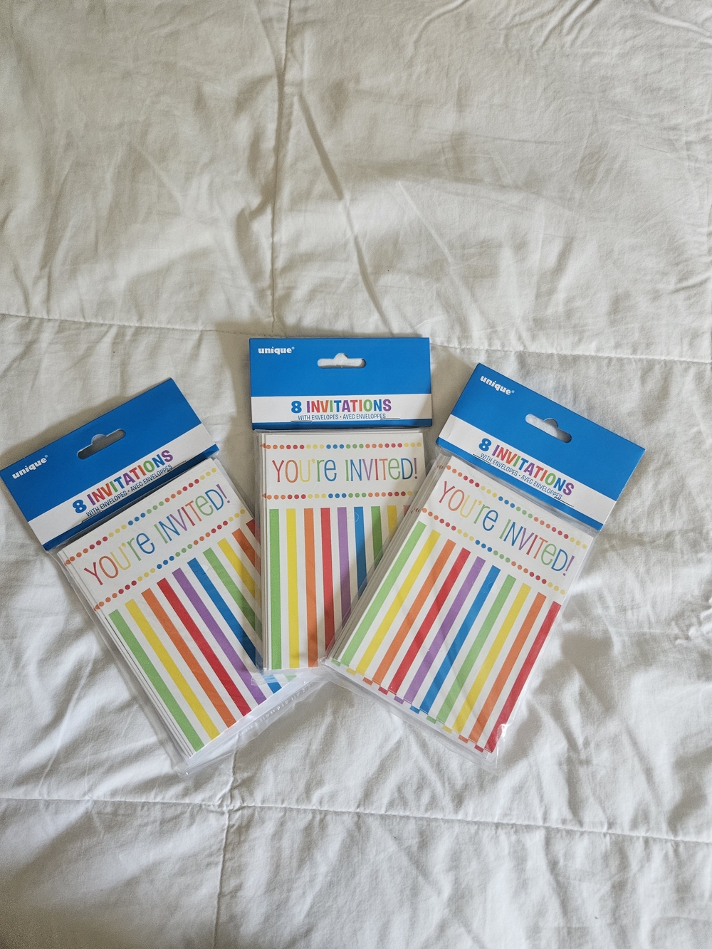 Rainbow Stripe Party Invitations - Multicolor